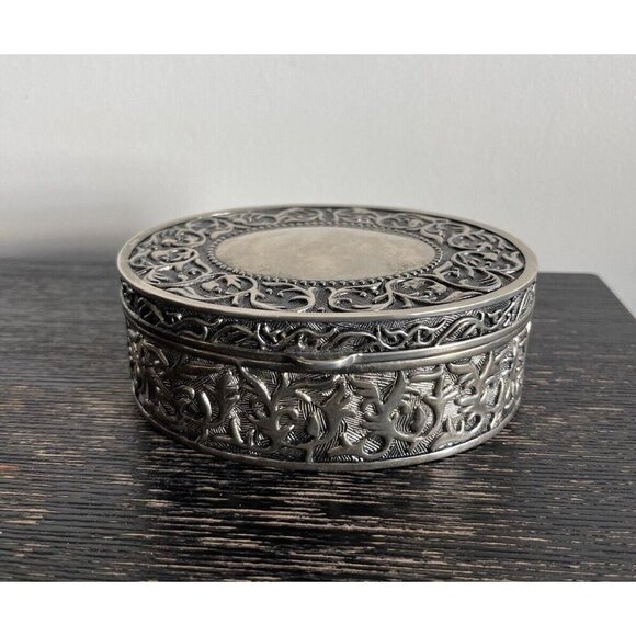 Antique Elegance Silver Trinket Jewelry Box - Picture 1 of 8
